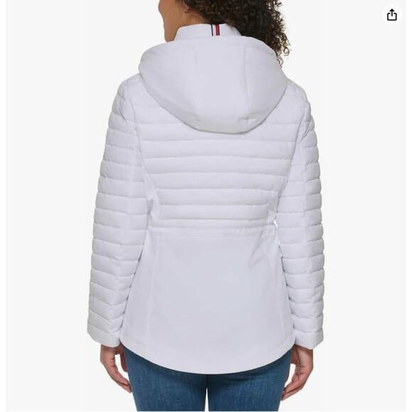 Tommy Hilfiger Women's Size Small Puffer Lightweight Hooded Stretch Jacket with - Picture 4 of 7